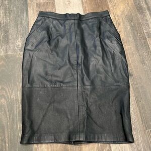 Prestige Club Black Leather Pencil Skirt Women Vintage Y2K size 14